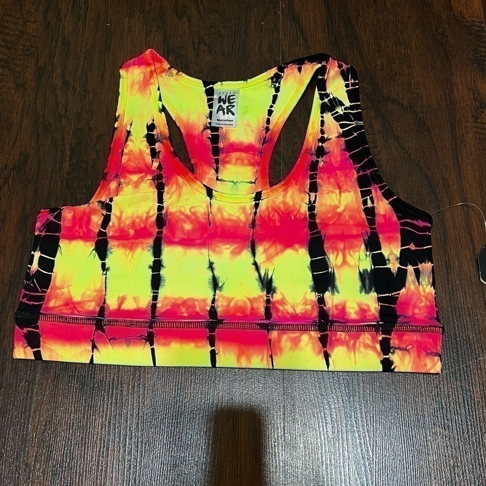 Zumba Tie Dye For Zumba Scoop Bra - Medium Oh Orange NWT - Picture 2 of 12